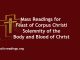 Mass Readings for Feast of Corpus Christi Sunday - Solemnity of the Body and Blood of Christ