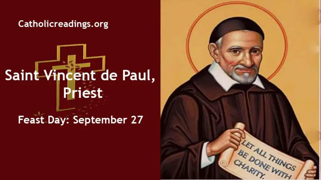 St Vincent de Paul Feast Day September 27 2024 Catholic Saint of