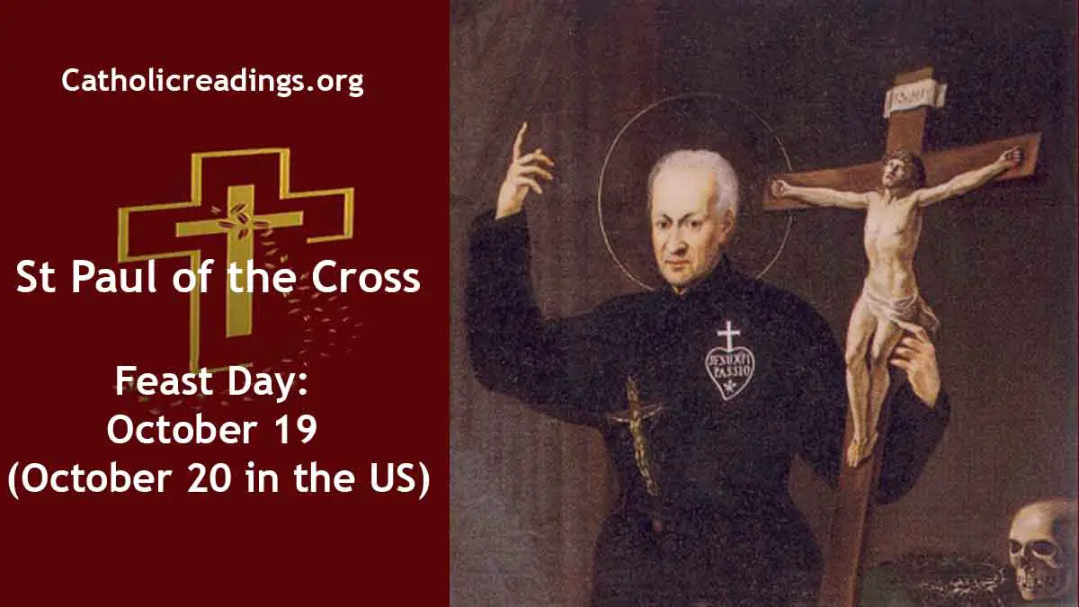 St Paul of the Cross Feast Day October 19 2023 (October 20 in the