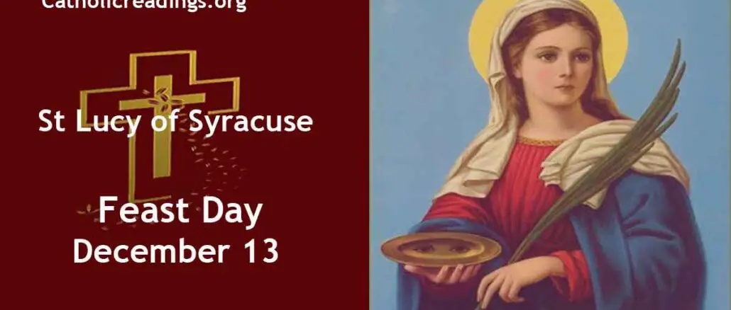 St Lucy of Syracuse - Feast Day - December 13