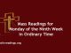 Catholic Mass Readings for Monday of the Ninth Week in Ordinary Time
