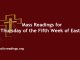 Mass Readings for Thursday of the Fifth Week of Easter