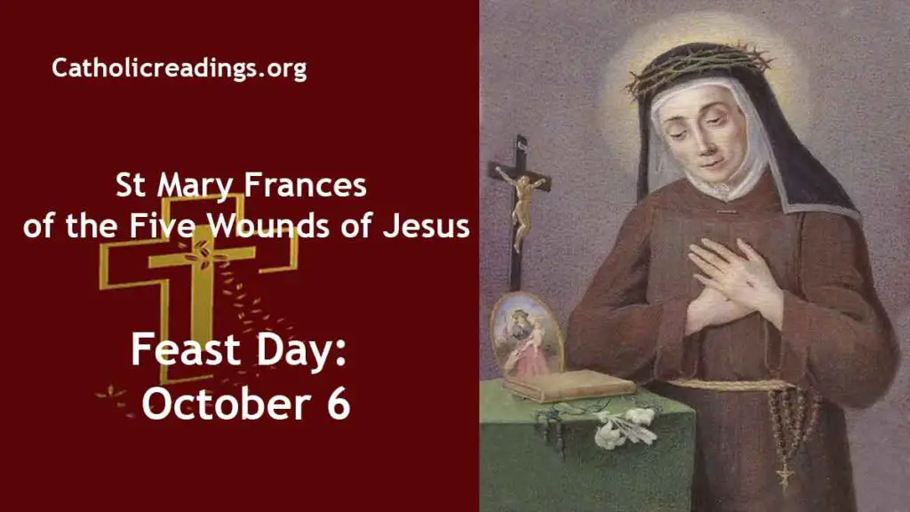 St Mary Frances of the Five Wounds of Jesus Feast Day October 6