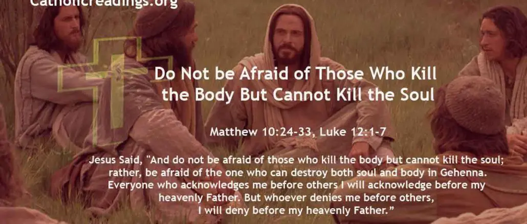 Bible Verse of the Day - Do Not be Afraid of Those Who Kill the Body But Cannot Kill the Soul - Matthew 10:24-33, Luke 12:1-7