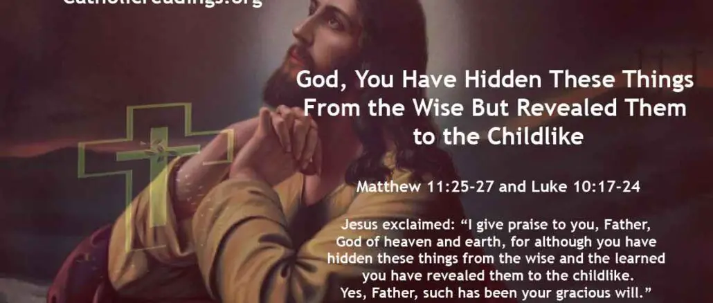 Bible Verse of the Day - God, You Have Hidden These Things From the Wise But Revealed Them to the Childlike - Matthew 11:25-27 and Luke 10:17-24