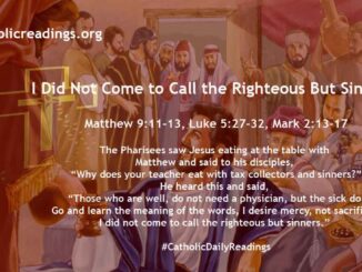 Bible Verse of the Day - I Did Not Come to Call the Righteous But Sinners - Matthew 9:11-13, Luke 5:27-32, Mark 2:13-17
