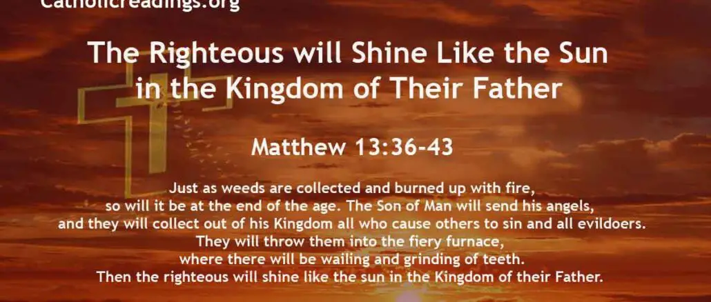 Bible Verse of the Day - Parable of the Weeds in the Field: The Righteous will Shine Like the Sun in the Kingdom of Their Father - Matthew 13:36-43