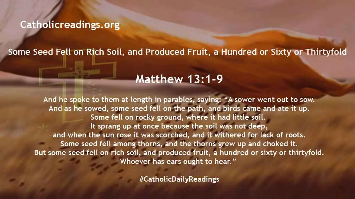 Young Catholics on X: 🌾🌱 But some seed fell on rich soil, and produced  fruit, a hundred or sixty or thirtyfold. Whoever has ears ought to hear. 🍃    / X