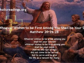 Whoever Wishes to be First Among You Shall be Your Slave - Matthew 20:26-28 - Catholic Daily Reflections