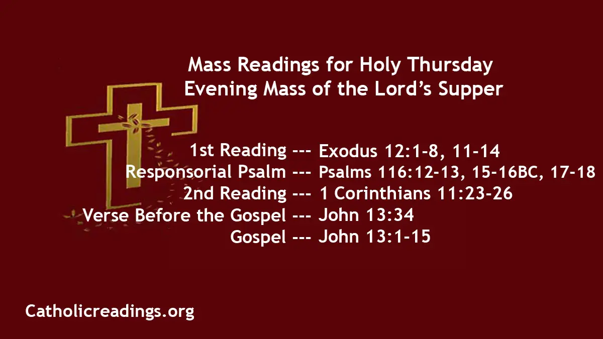 Holy Thursday Readings 2024 March 28 2024, Evening Mass of the Lord's