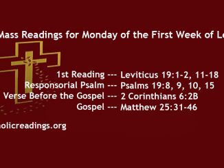Monday of the First Week of Lent