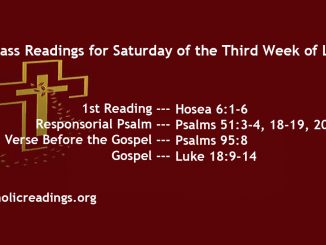 Saturday of the Third Week of Lent