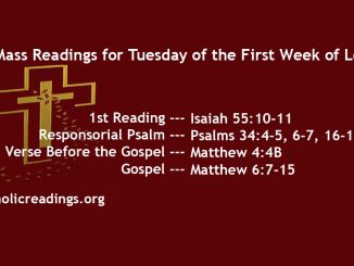 Tuesday of the First Week of Lent