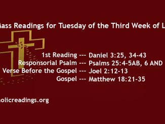 Tuesday of the Third Week of Lent