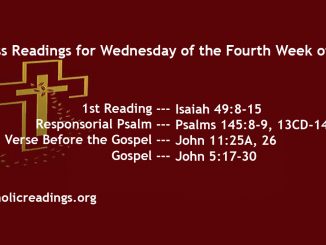 Wednesday of the Fourth Week of Lent