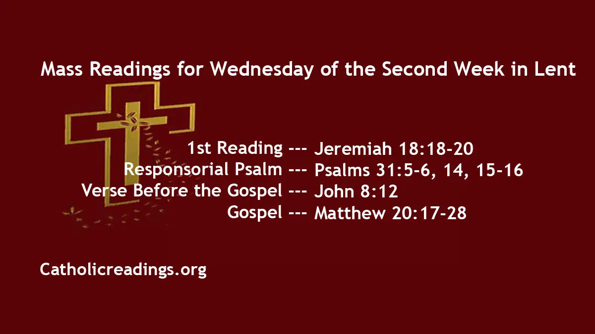 Daily Mass Readings for February 28 2024, Wednesday Catholic Daily