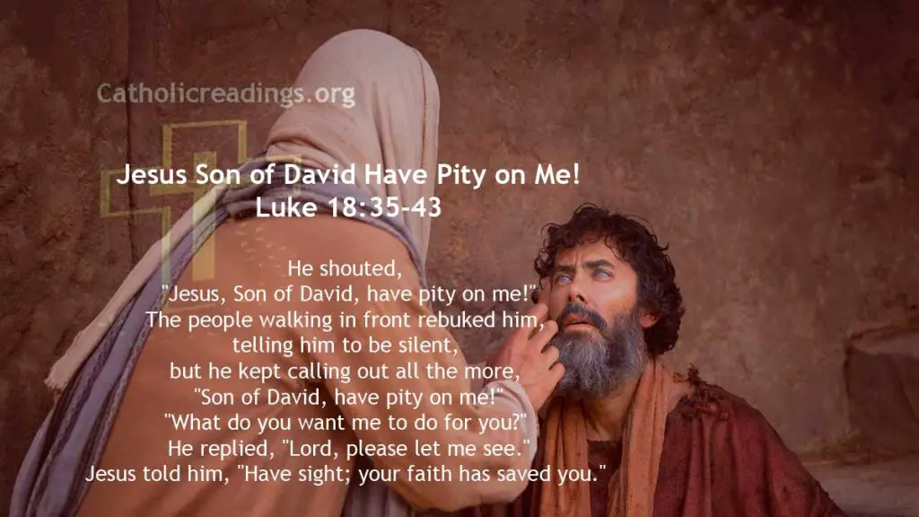 Jesus Heals Blind Bartimaeus, Jesus Son of David Have Pity on Me! - Mark 10:46-52, Luke 18:35-43 - Bible Verse of the Day