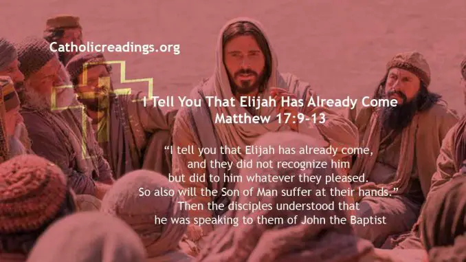 I tell you that Elijah has already come - Matthew 17:9-13 - Bible Verse of the Day