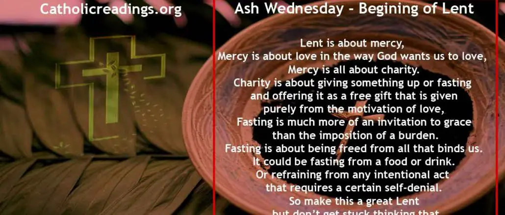 Ash Wednesday - Begining of Lent - Bible Verse of the Day