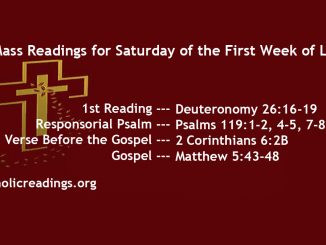 Mass Readings for Saturday of the First Week of Lent