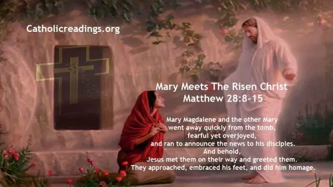 Mary Magdalene and The Other Mary Meets The Risen Christ - Matthew 28:8-15 - Bible Verse of the Day
