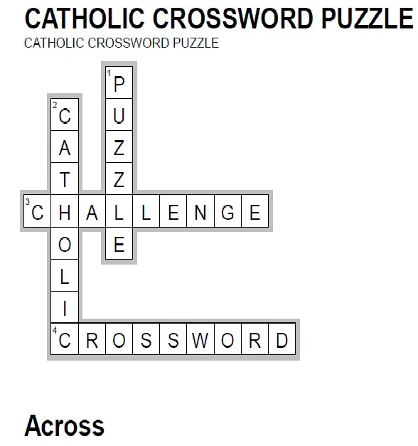 Catholic Crossword Puzzles Catholic Daily Readings