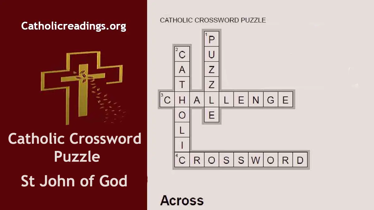 Crossword Puzzle for St John of God – Feast day March 8 2026