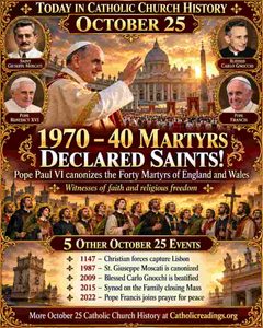 Today in Catholic Church History - October 25: Major Events